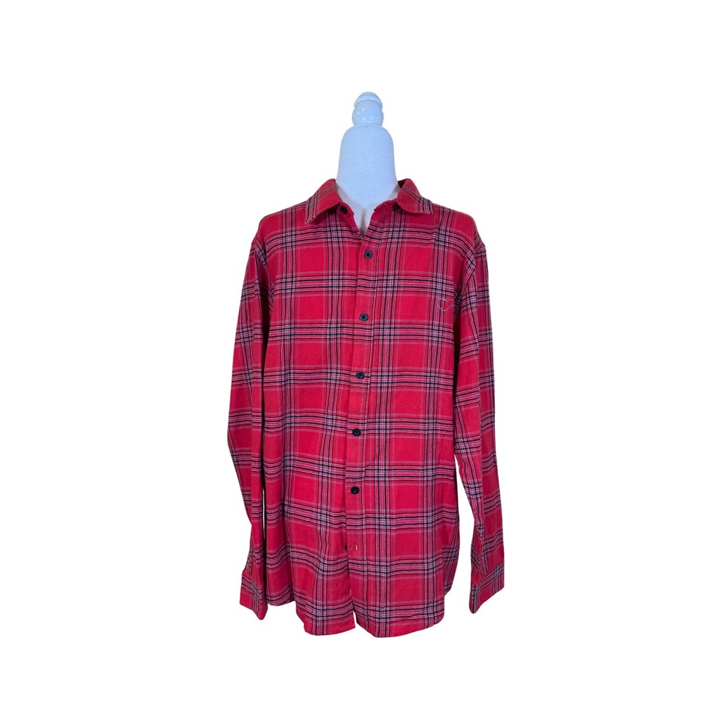 Reel Life Flannel Button Down Shirt Red Plaid